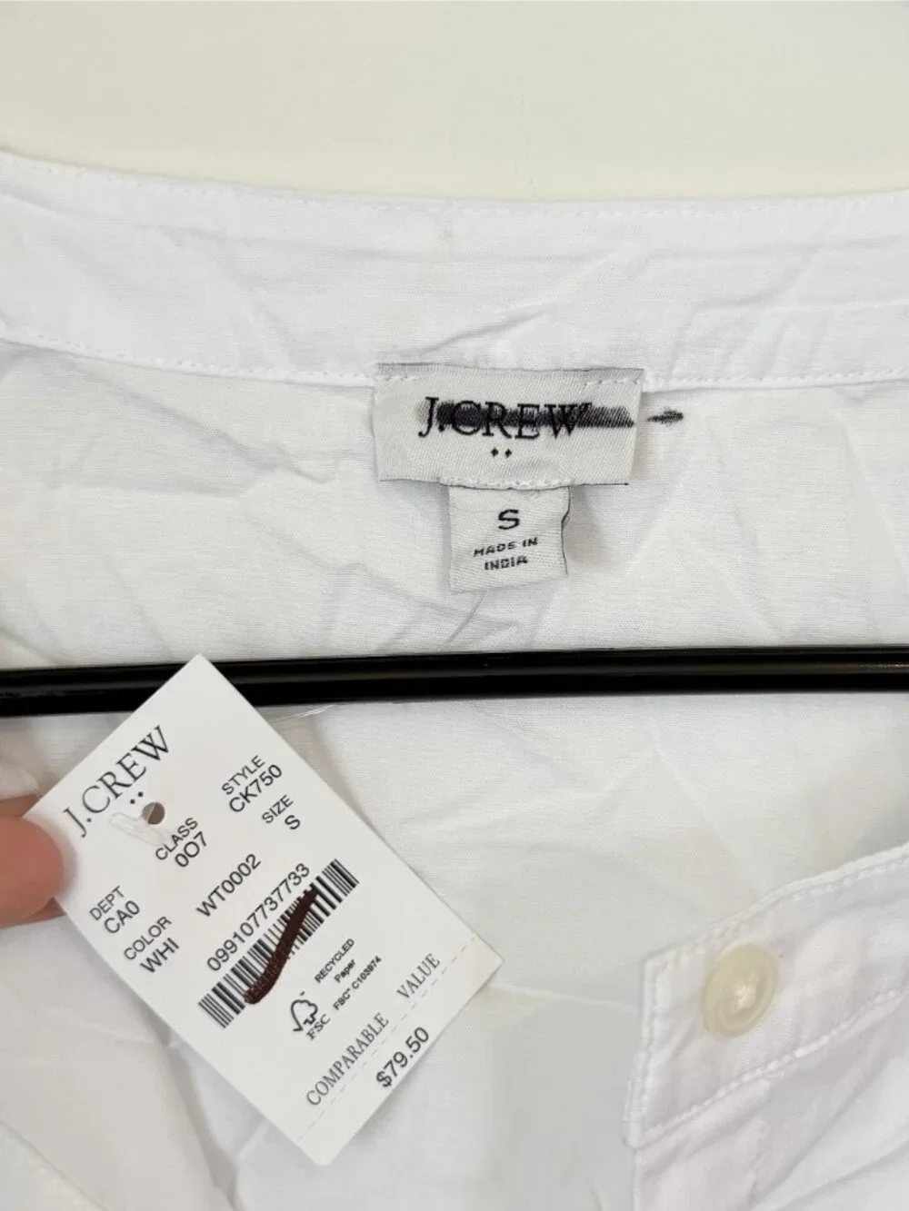 NWT J.Crew White Puff Sleeve Tie Waist Top - Size: Small